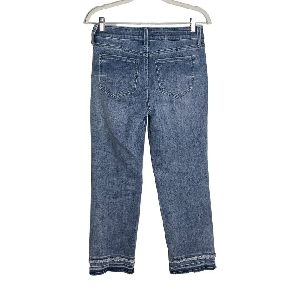 NYDJ Jeans Women's Size 2 Marilyn Straight Raw Hem Ankle Length